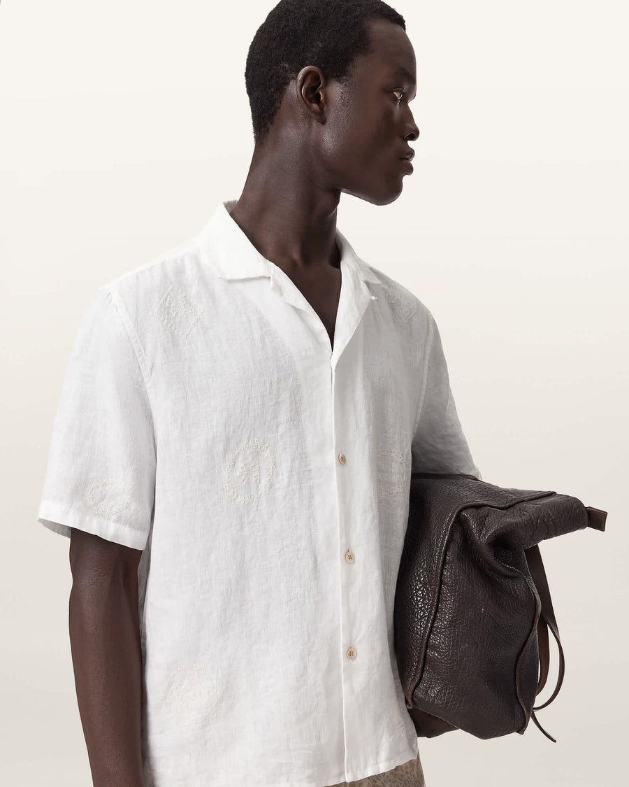 Sepal Short Sleeve Boxy Linen Shirt White
