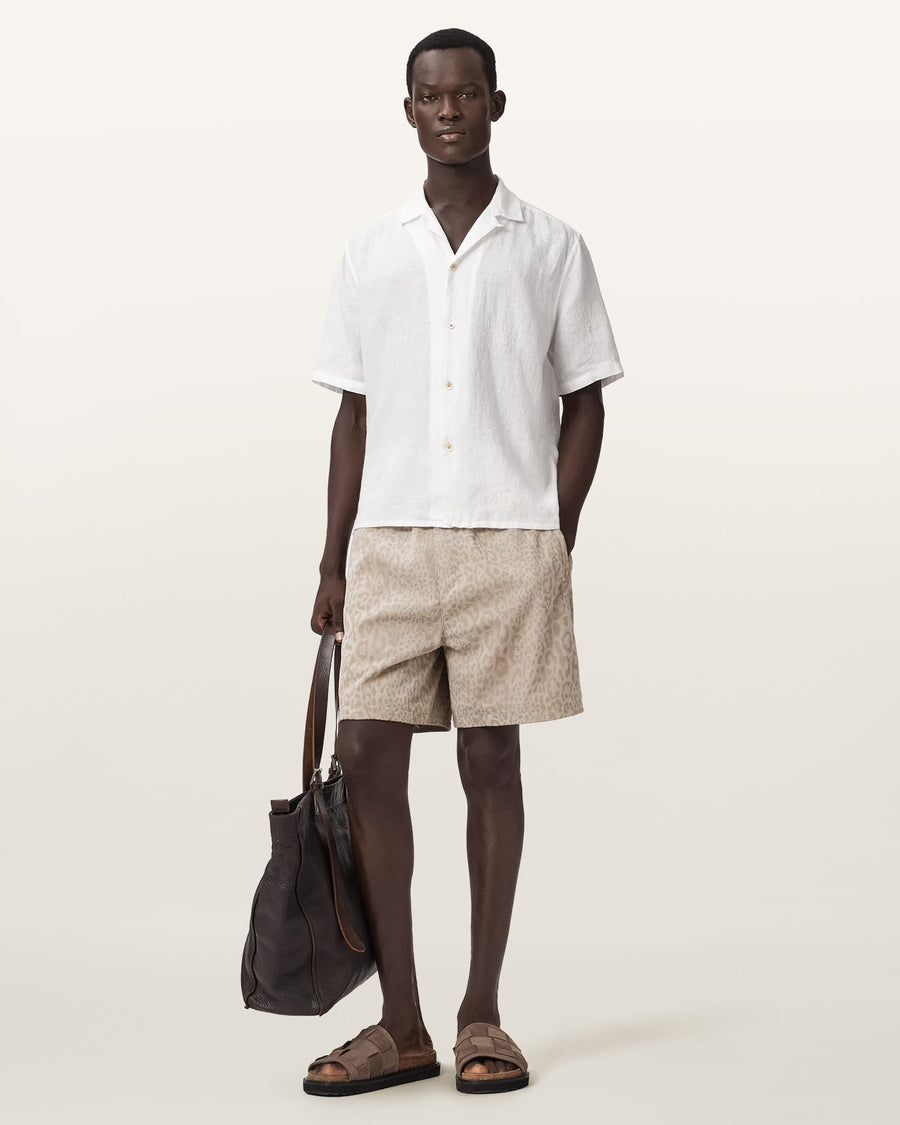 Sepal Short Sleeve Boxy Linen Shirt White