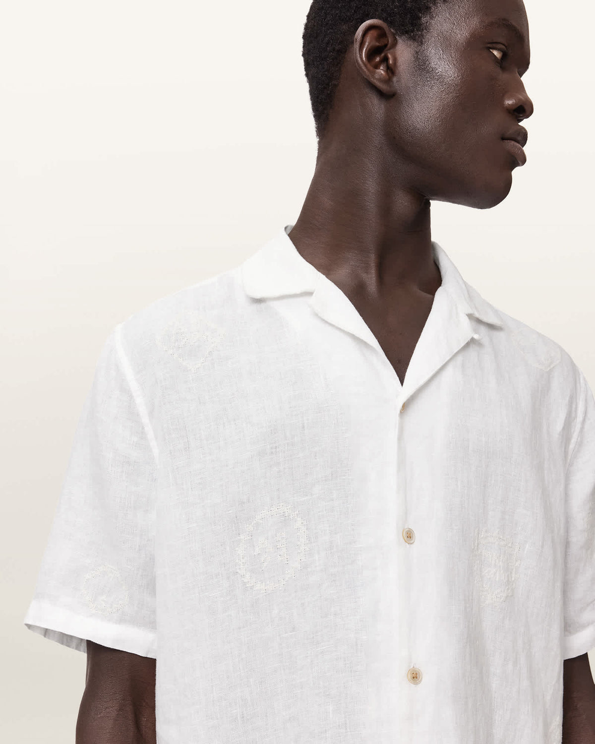 Sepal Short Sleeve Boxy Linen Shirt White