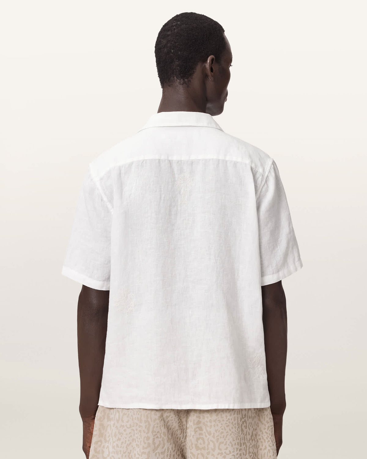 Sepal Short Sleeve Boxy Linen Shirt White