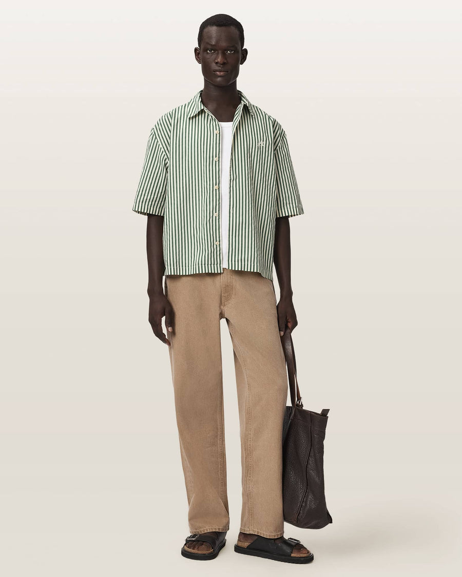 Chopin Boxy Short Sleeve Striped Shirt WHITE/GREEN