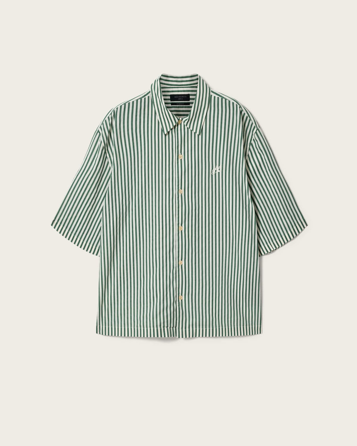 Chopin Boxy Short Sleeve Striped Shirt WHITE/GREEN
