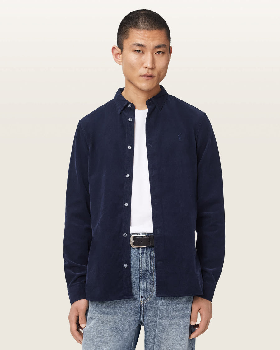 Birchwood Ramskull Long Sleeve Corduroy Shirt SAPPHIRE BLUE