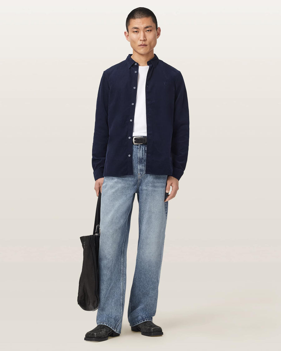 Birchwood Ramskull Long Sleeve Corduroy Shirt SAPPHIRE BLUE