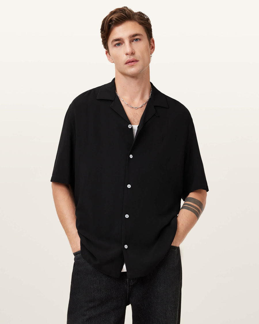 Venice Revere Collar Ramskull Shirt Black