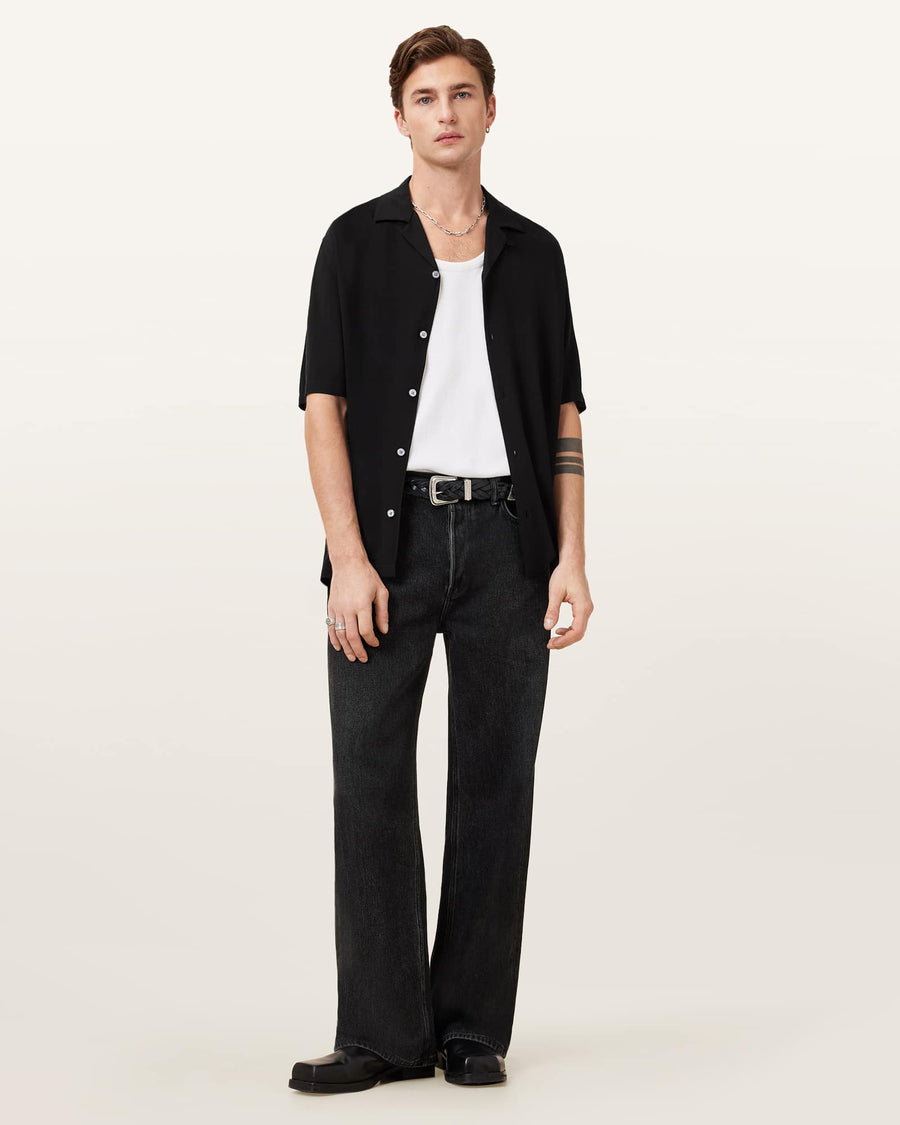Venice Revere Collar Ramskull Shirt Black