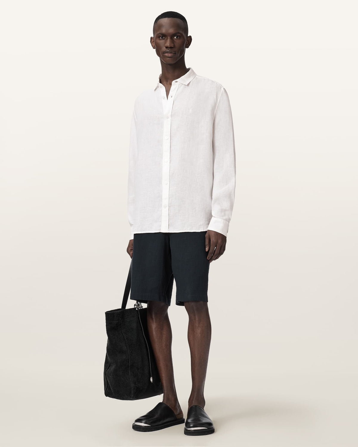 Loom Long Sleeve Linen Shirt White
