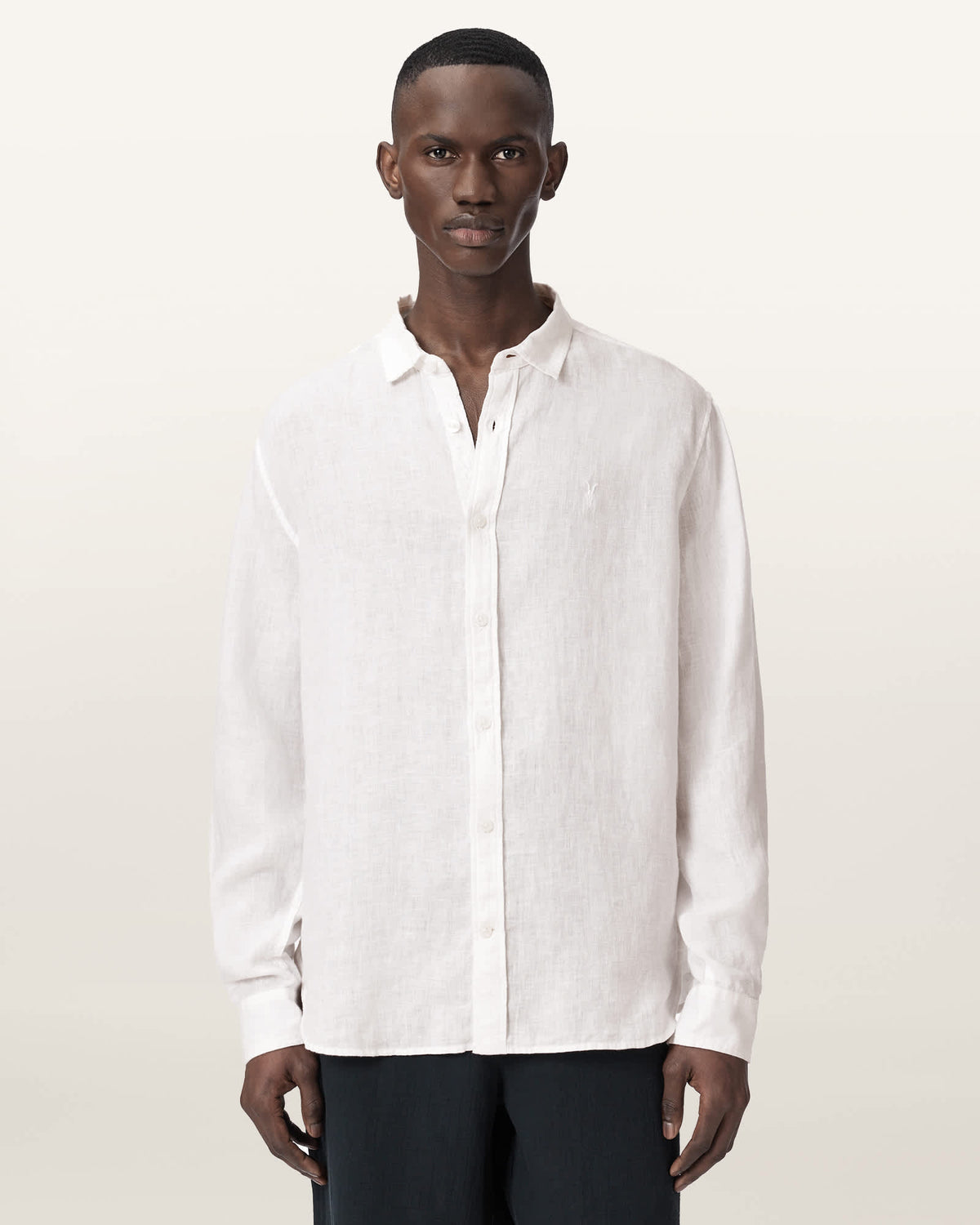 Loom Long Sleeve Linen Shirt White