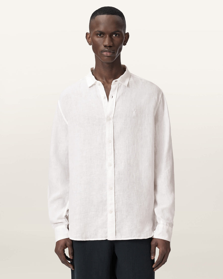 Loom Long Sleeve Linen Shirt White