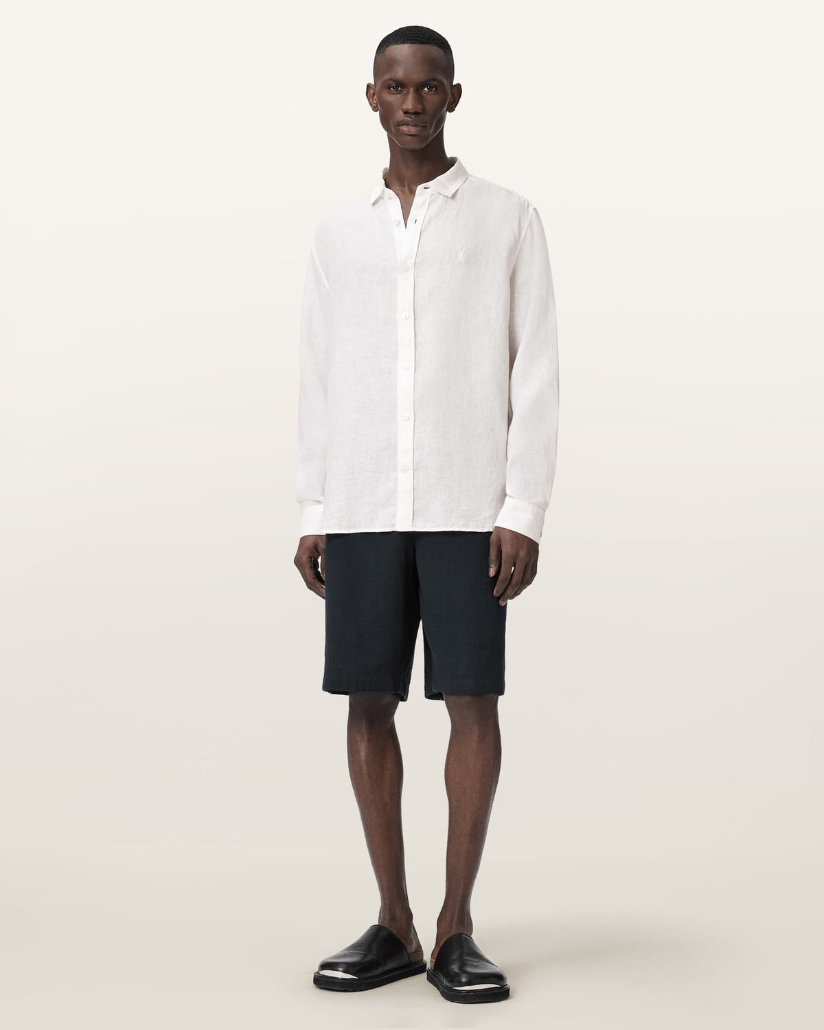 Loom Long Sleeve Linen Shirt White