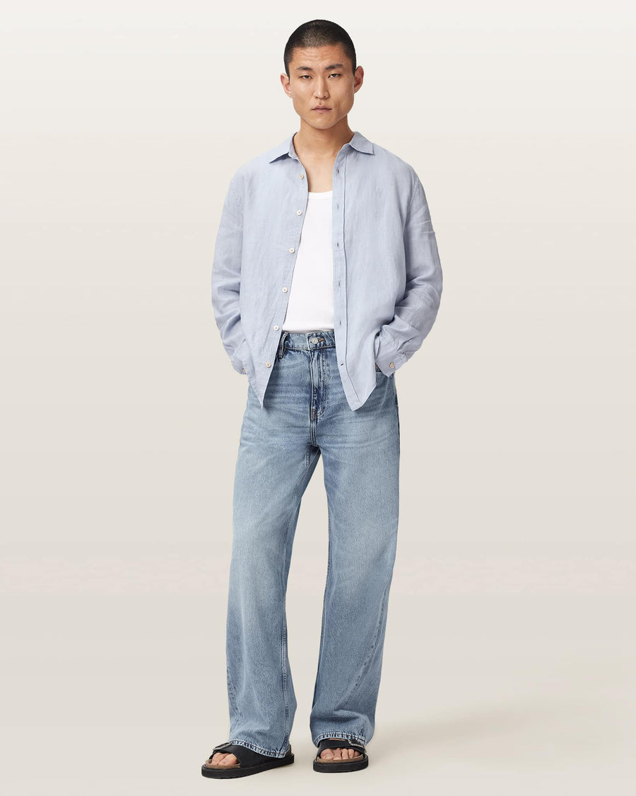 Loom Long Sleeve Linen Shirt VILLA BLUE