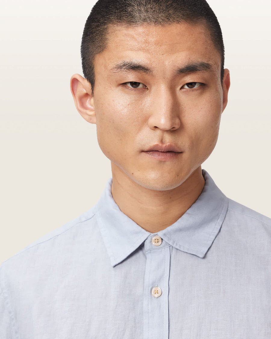 Loom Long Sleeve Linen Shirt VILLA BLUE