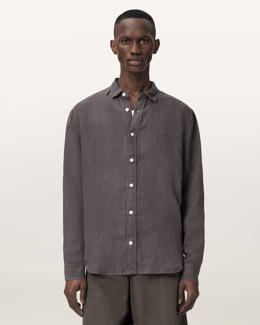 Loom Long Sleeve Linen Shirt HERON GREY