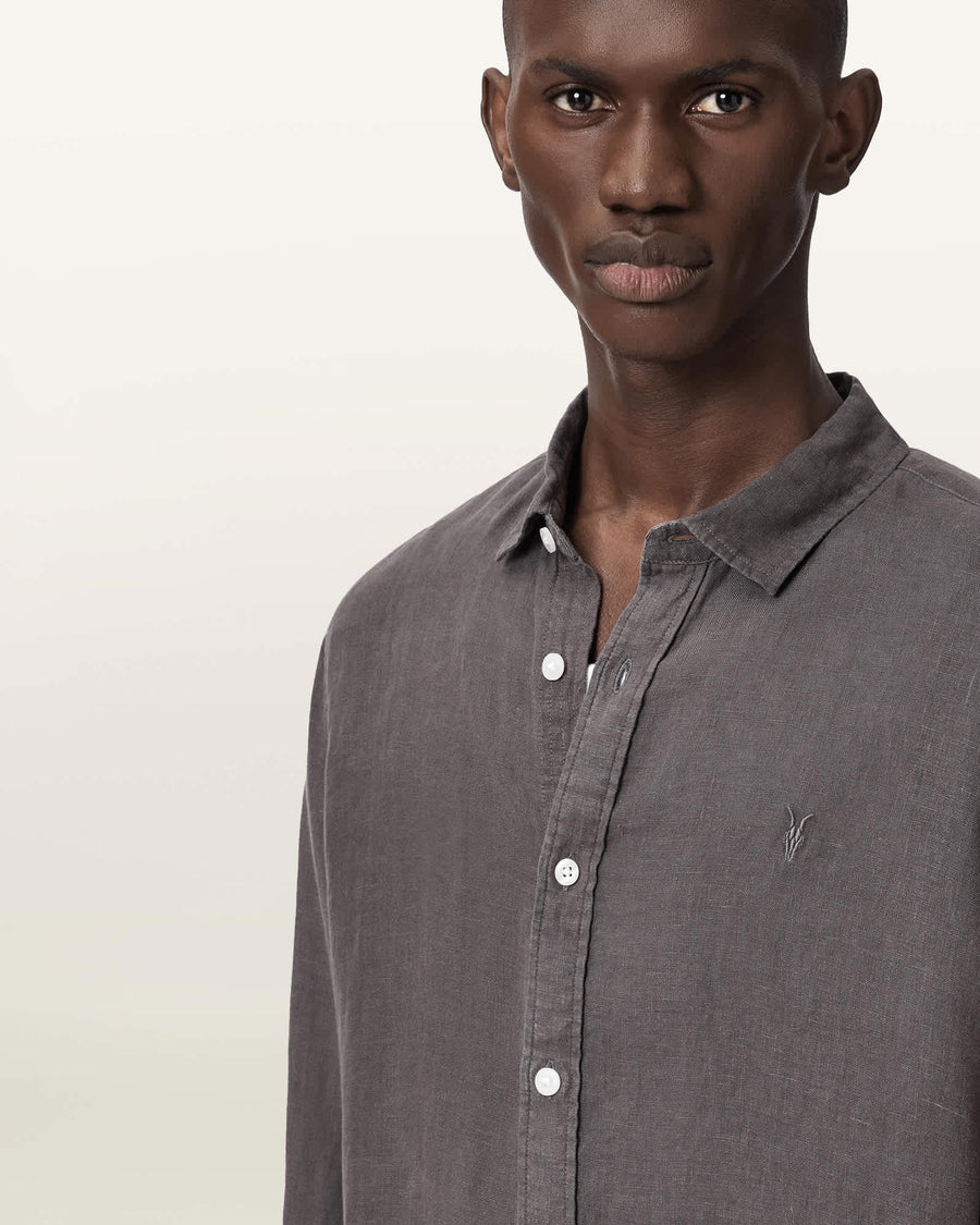 Loom Long Sleeve Linen Shirt HERON GREY