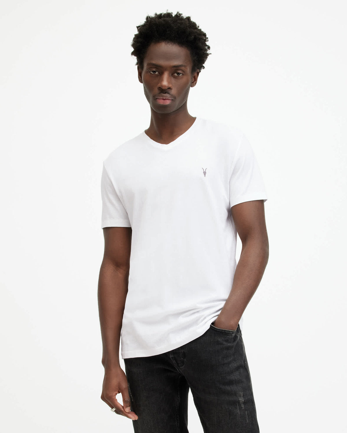 Tonic V-Neck Slim Fit Ramskull T-Shirt Optic White