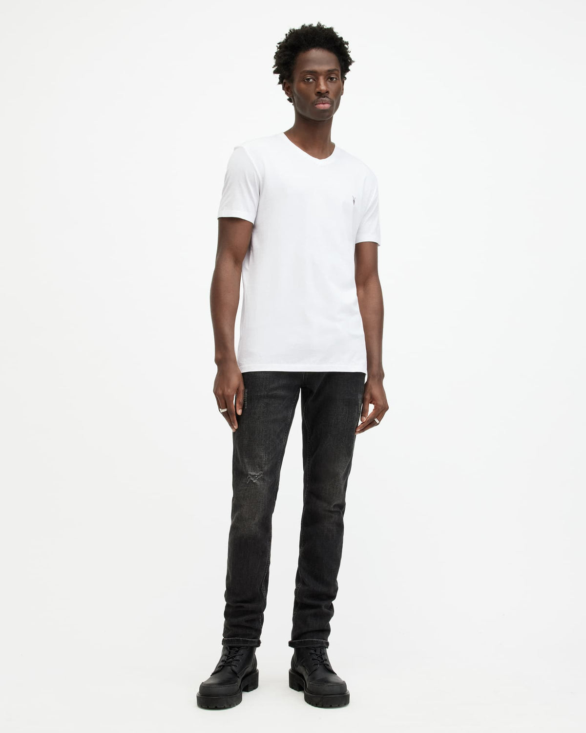 Tonic V-Neck Slim Fit Ramskull T-Shirt Optic White