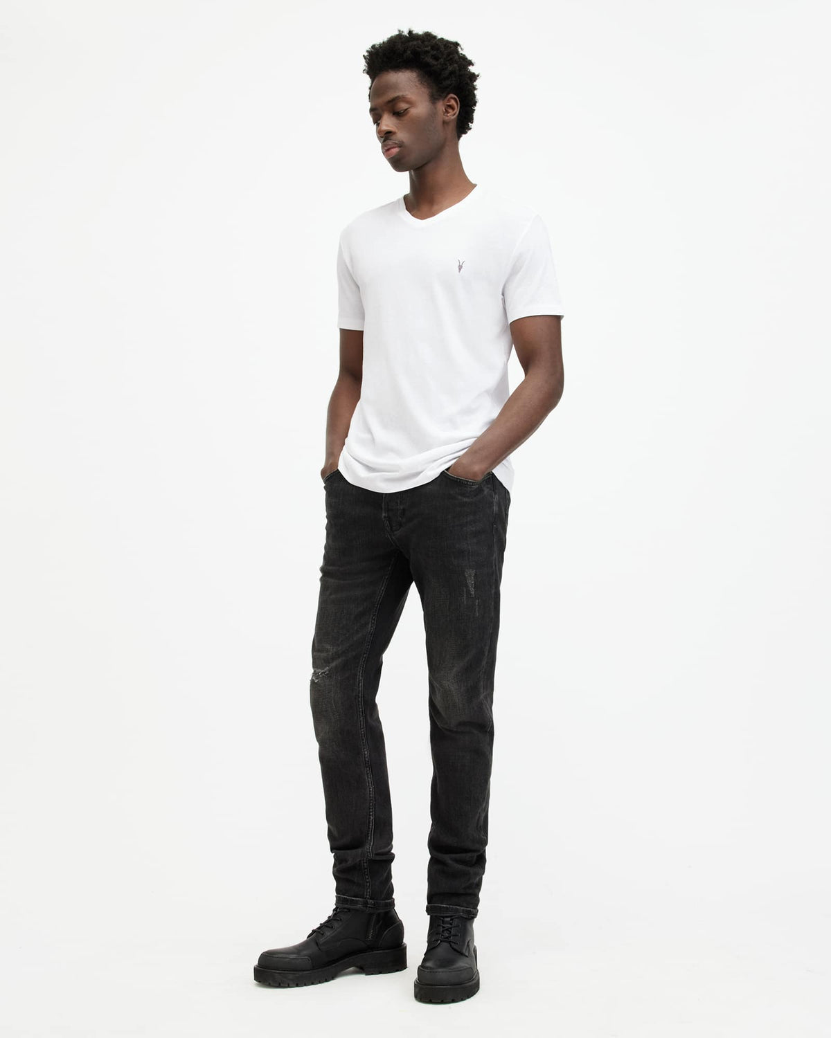 Tonic V-Neck Slim Fit Ramskull T-Shirt Optic White