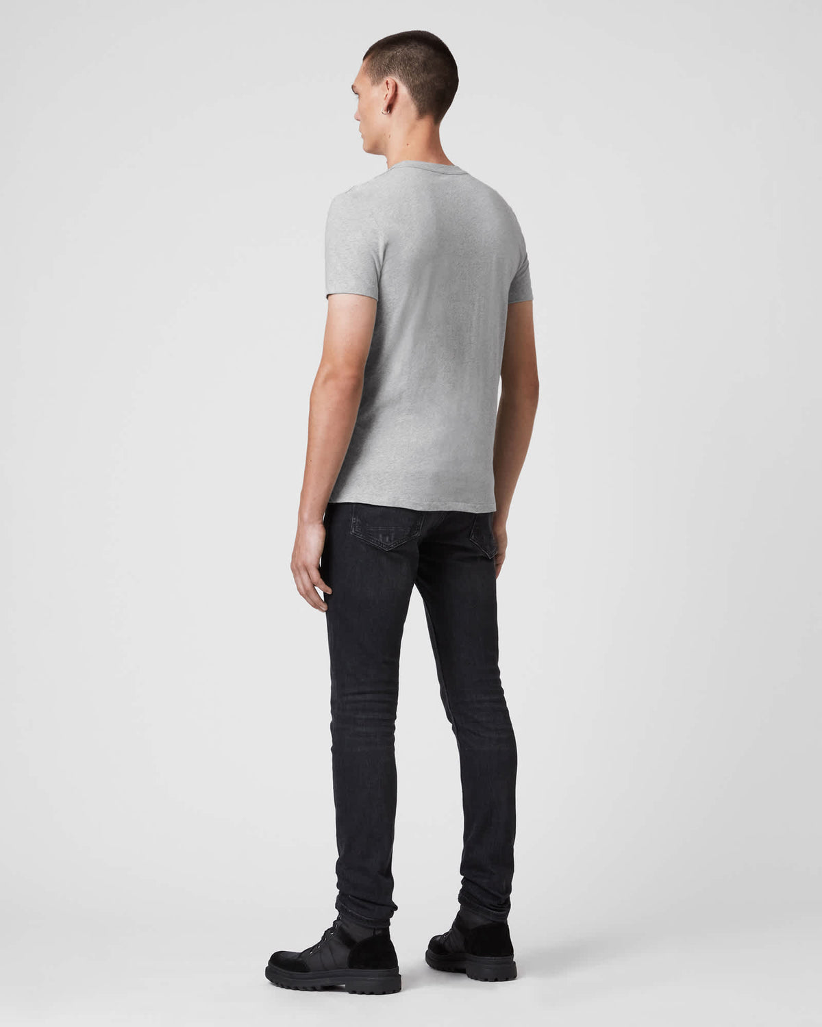 Tonic Crew Neck Slim Ramskull T-Shirt Grey Marl