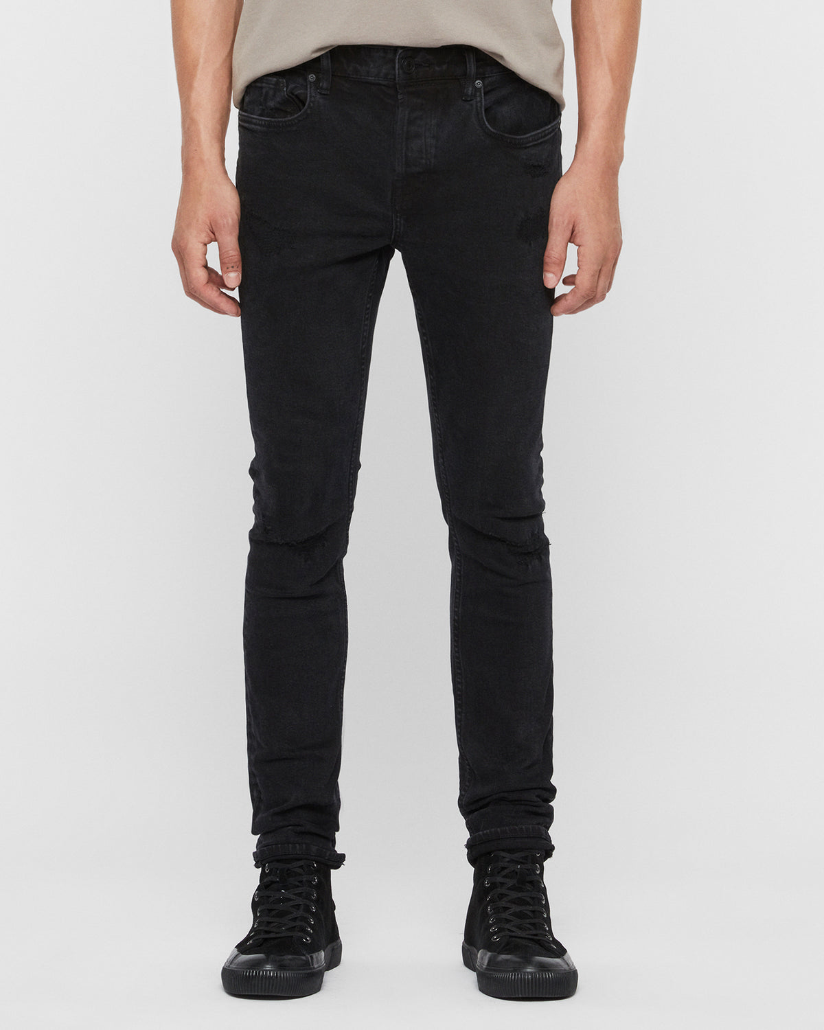 Cigarette Skinny Damaged Denim Jeans