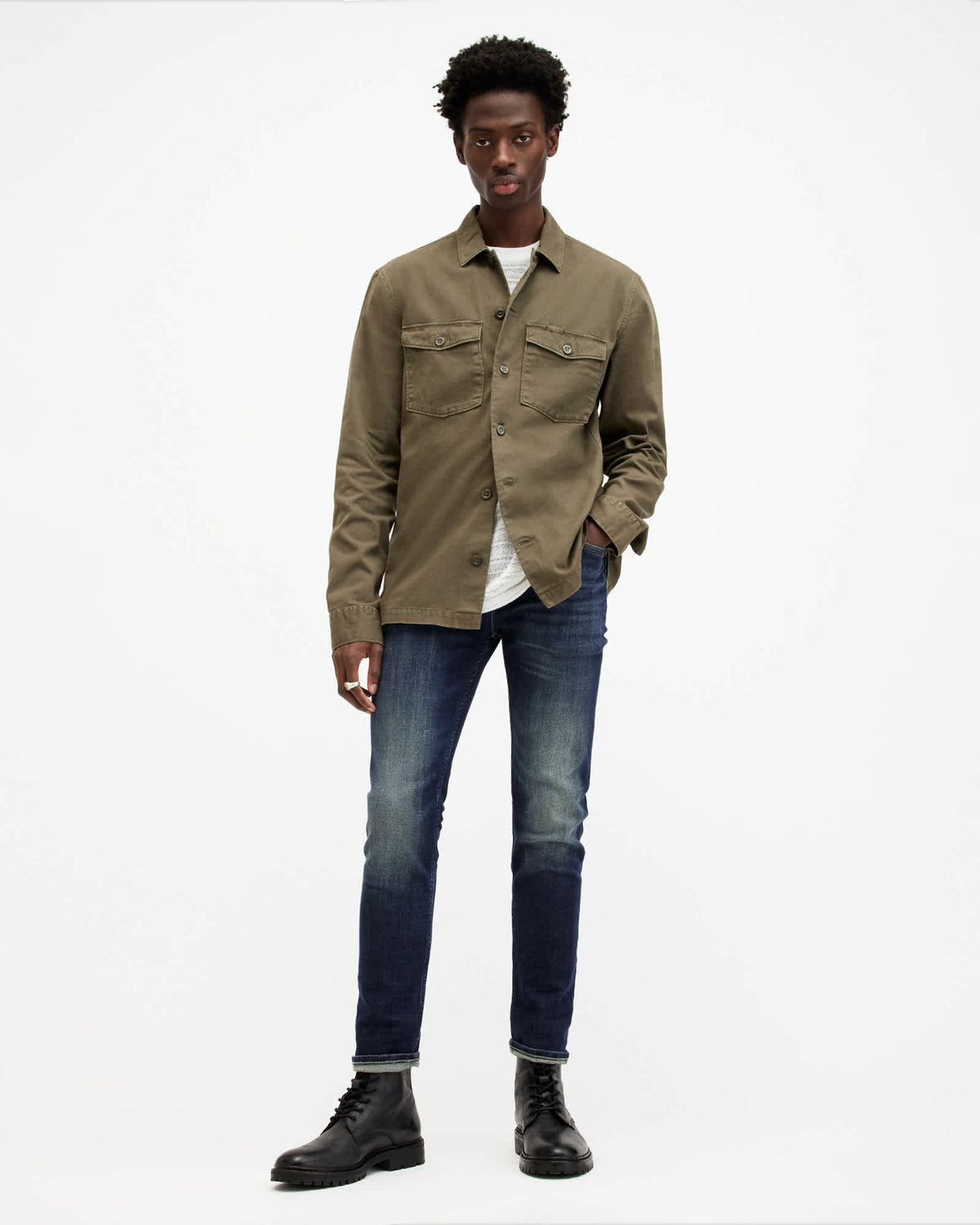 Cigarette Skinny Fit Stretch Denim Jeans Indigo