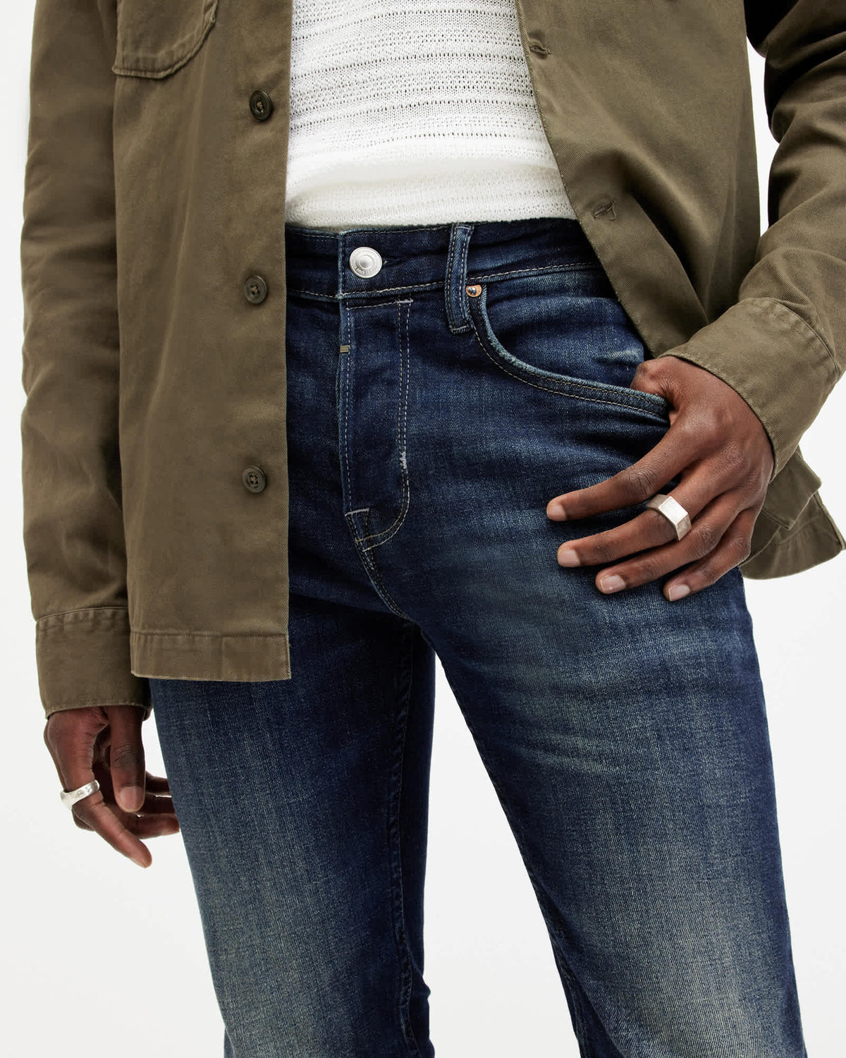 Cigarette Skinny Fit Stretch Denim Jeans Indigo