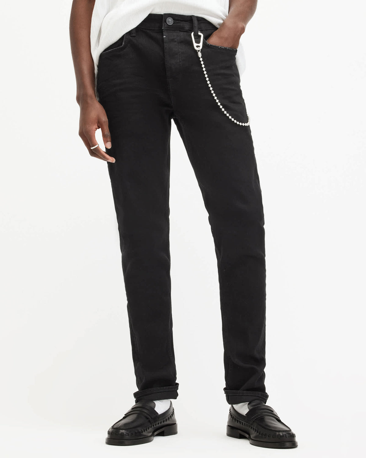 Cigarette Skinny Fit Stretch Denim Jeans Jet Black