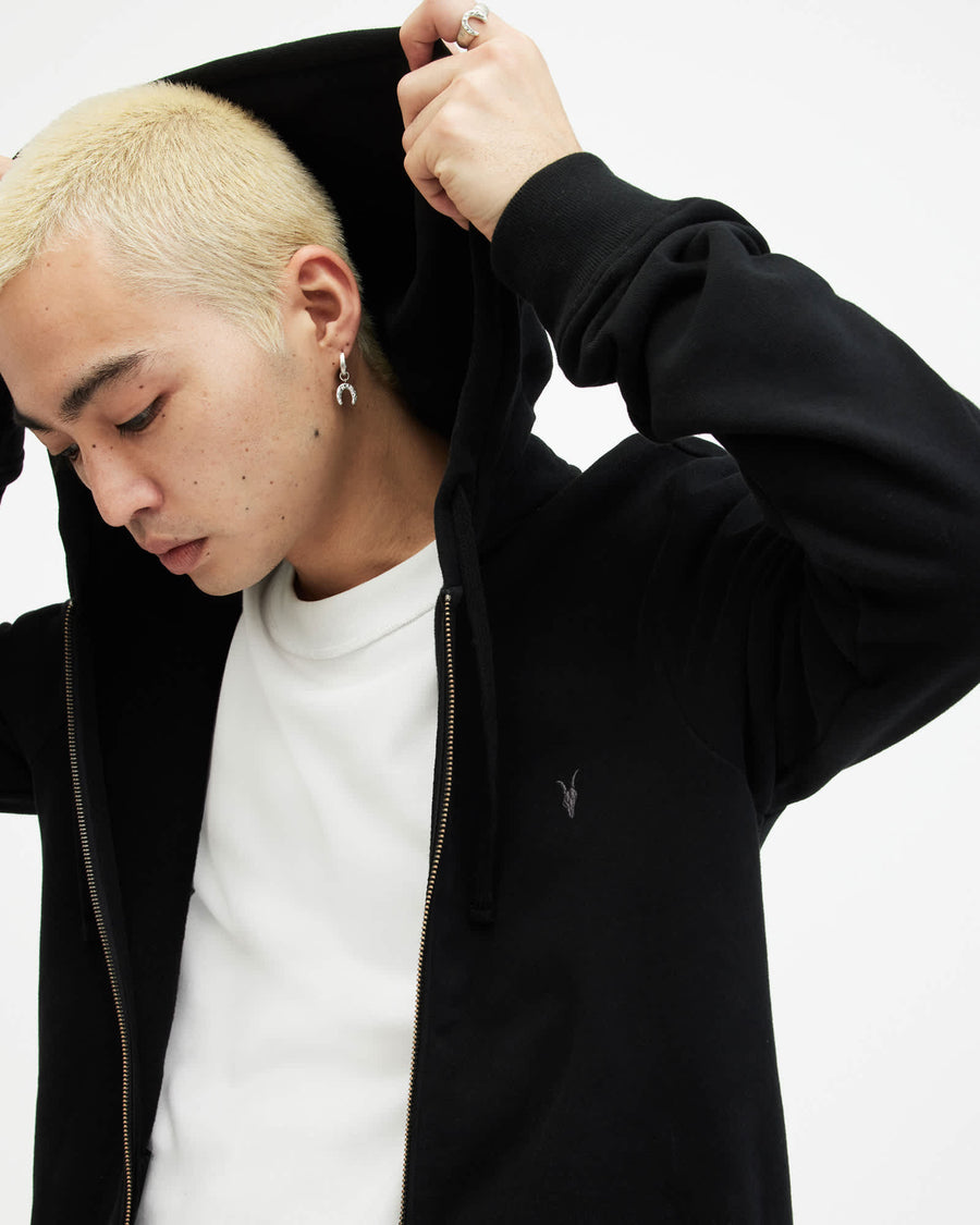 Raven Zip Up Ramskull Hoodie Black