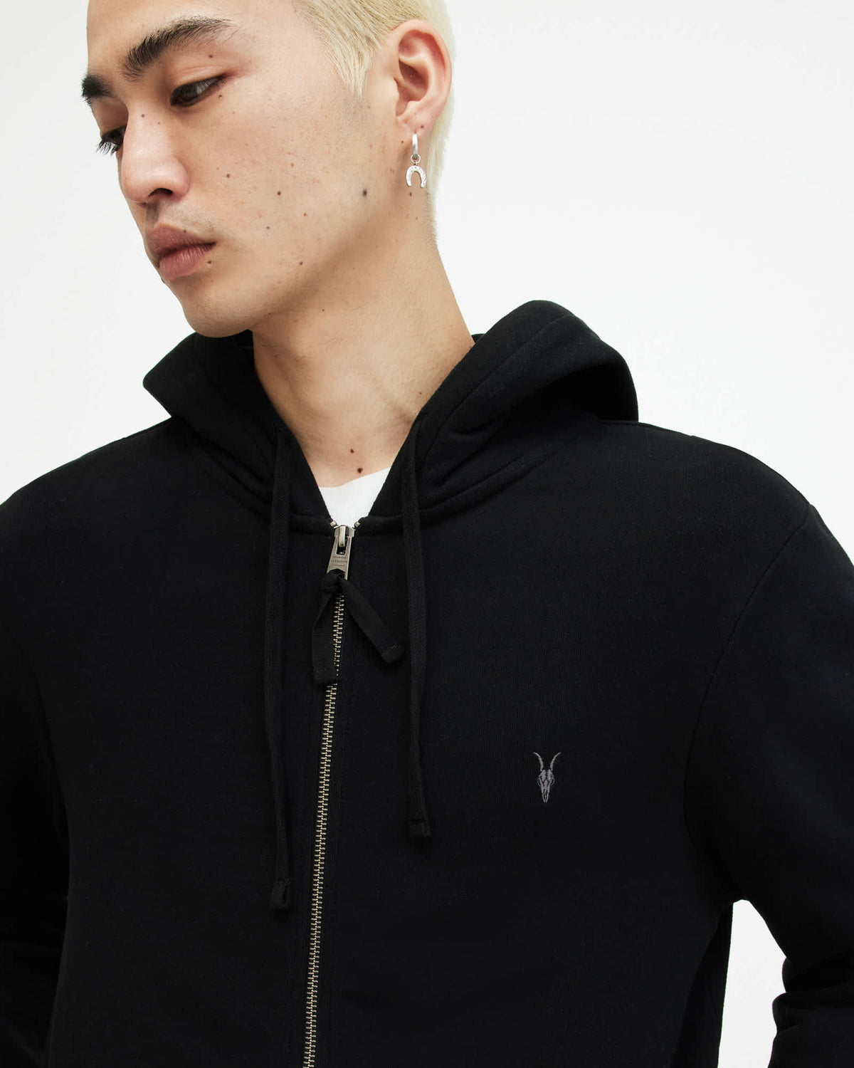 Raven Zip Up Ramskull Hoodie Black
