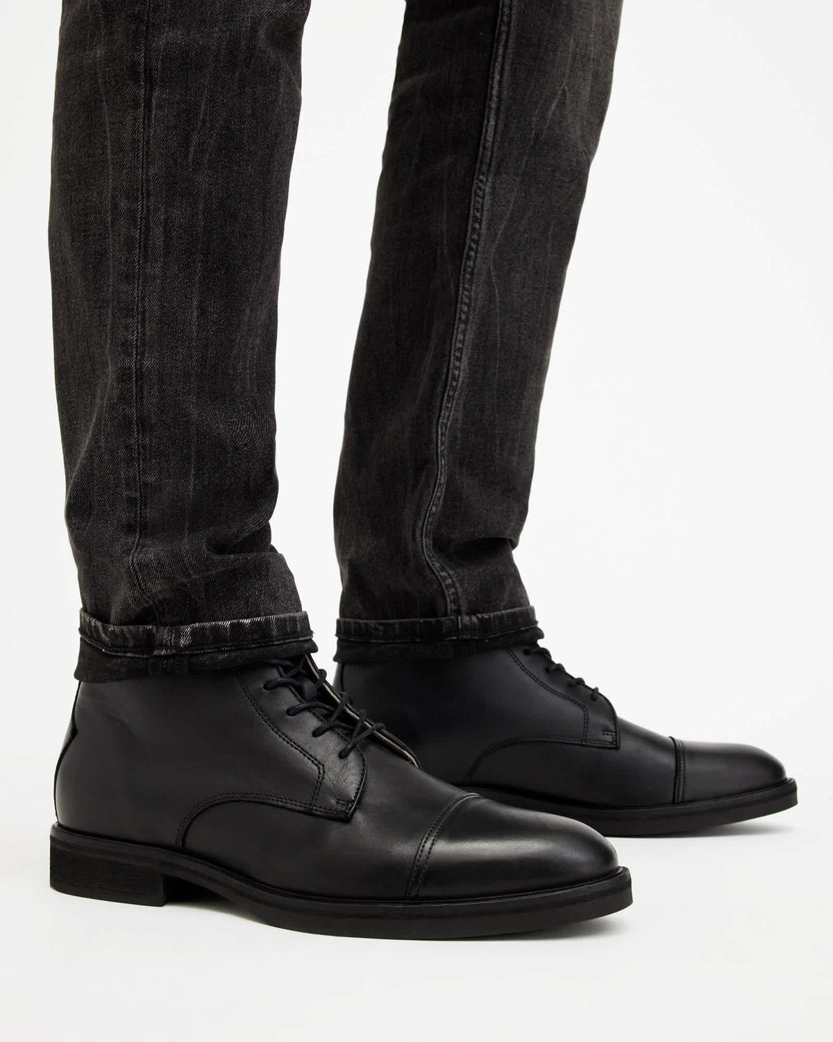 Drago Leather Lace Up Boots Black