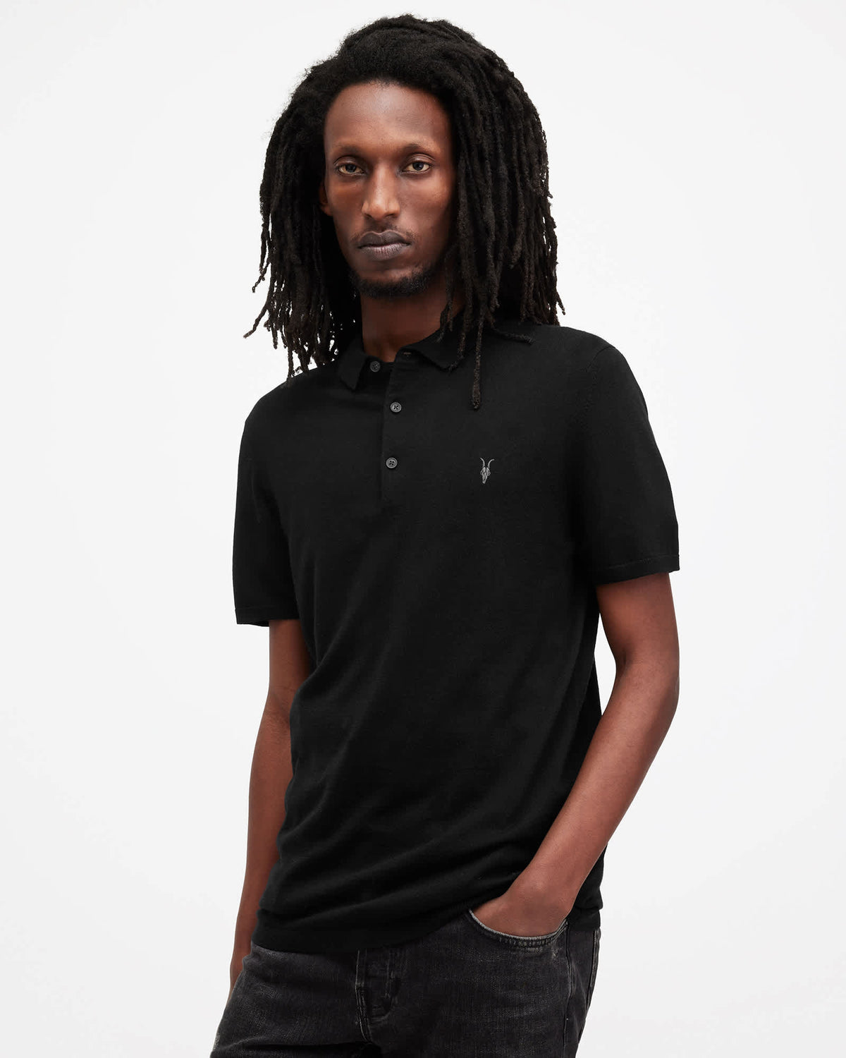 Mode Merino Short Sleeve Polo Shirt Black