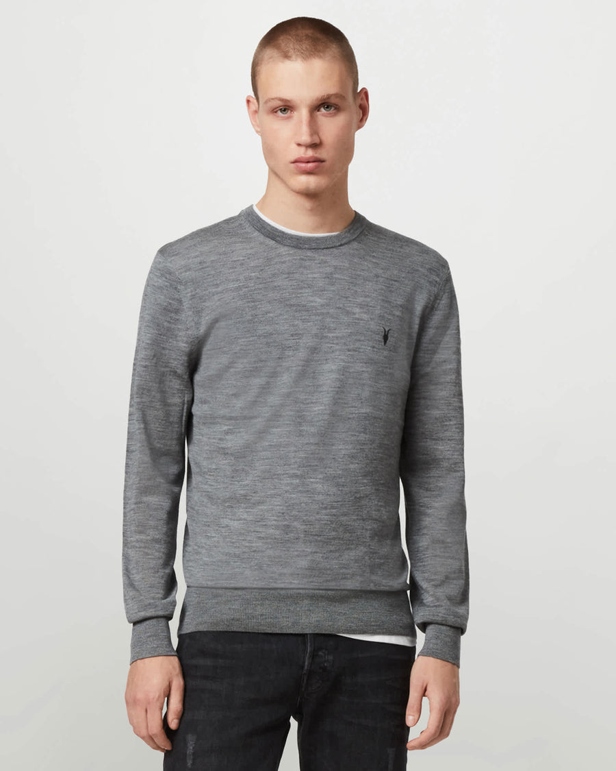 Mode Merino Crew Neck Ramskull Jumper Grey Marl