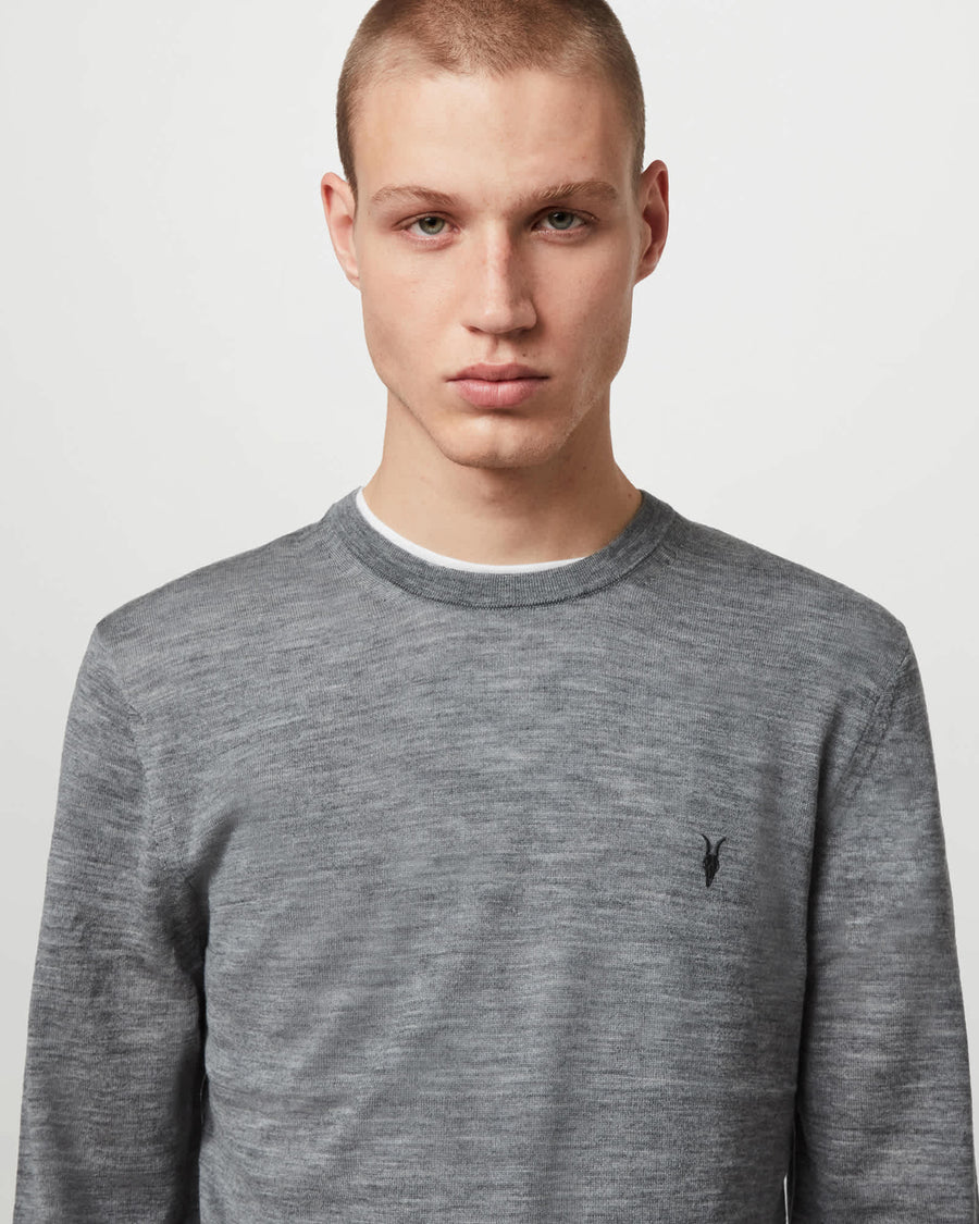Mode Merino Crew Neck Ramskull Jumper Grey Marl