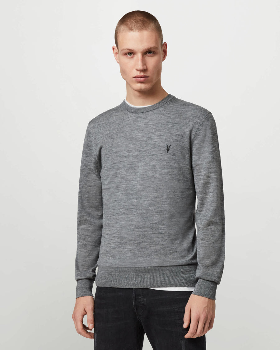 Mode Merino Crew Neck Ramskull Jumper Grey Marl