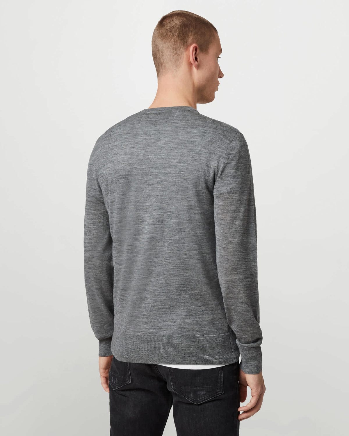 Mode Merino Crew Neck Ramskull Jumper Grey Marl