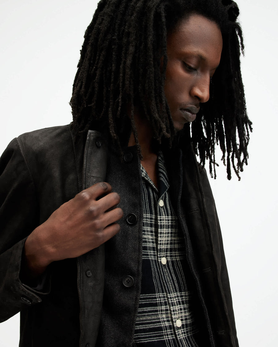 Survey Waxed Suede Double Layer Blazer ANTHRACITE GREY