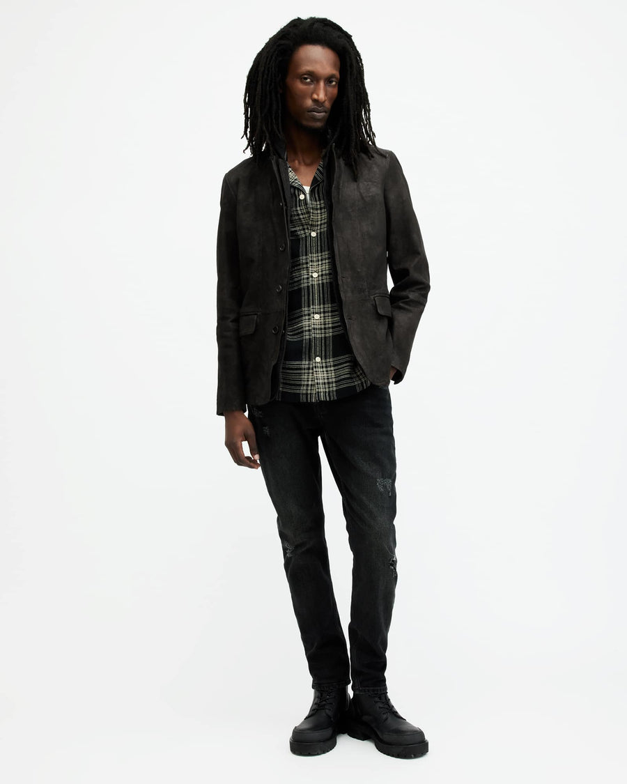 Survey Waxed Suede Double Layer Blazer ANTHRACITE GREY