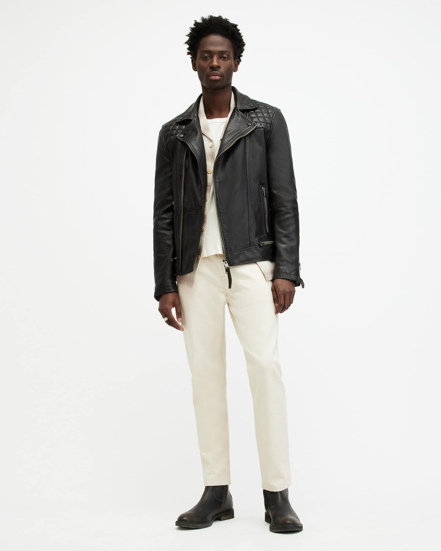 Conroy Textured Leather Biker Jacket INK NAVY