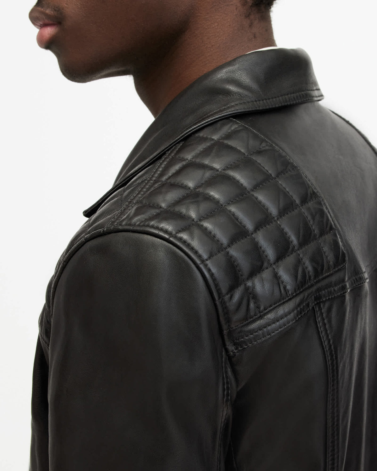 Conroy Textured Leather Biker Jacket INK NAVY