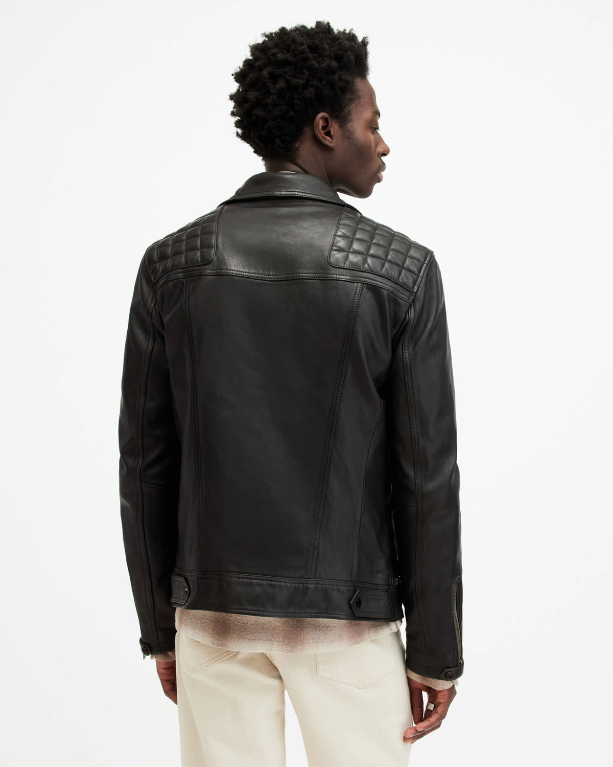 Conroy Textured Leather Biker Jacket INK NAVY