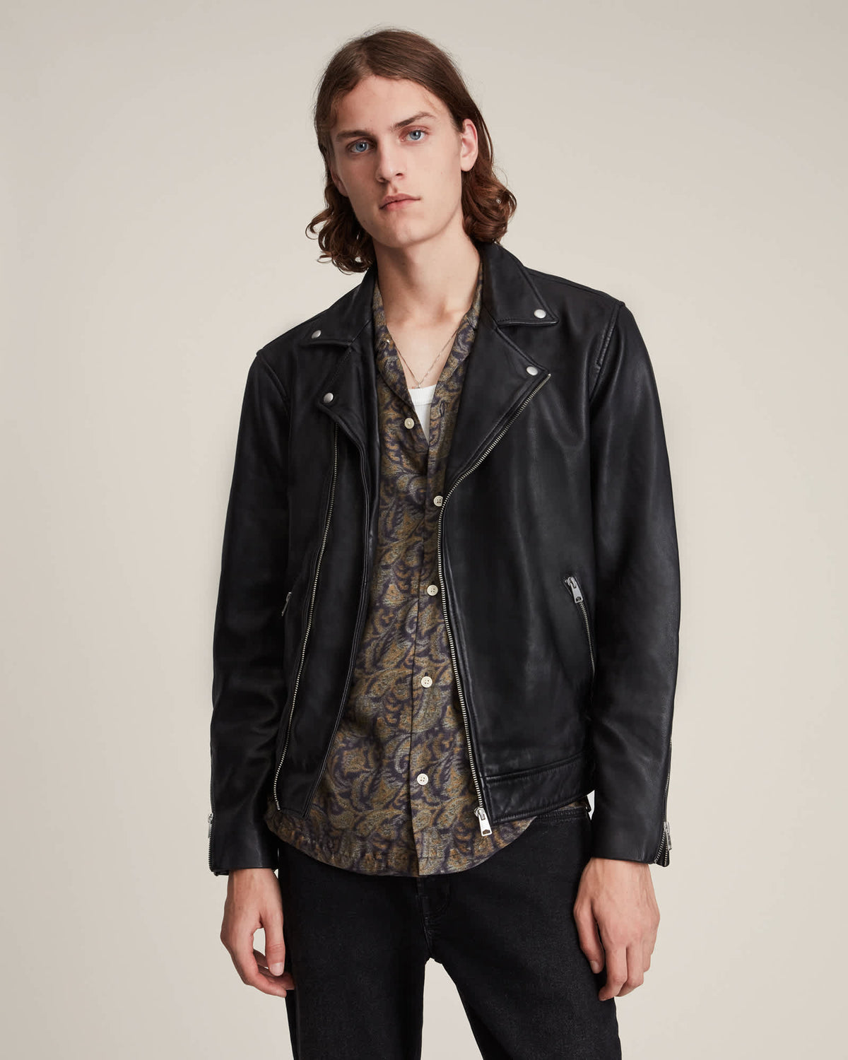 Tyson Leather Biker Jacket Black