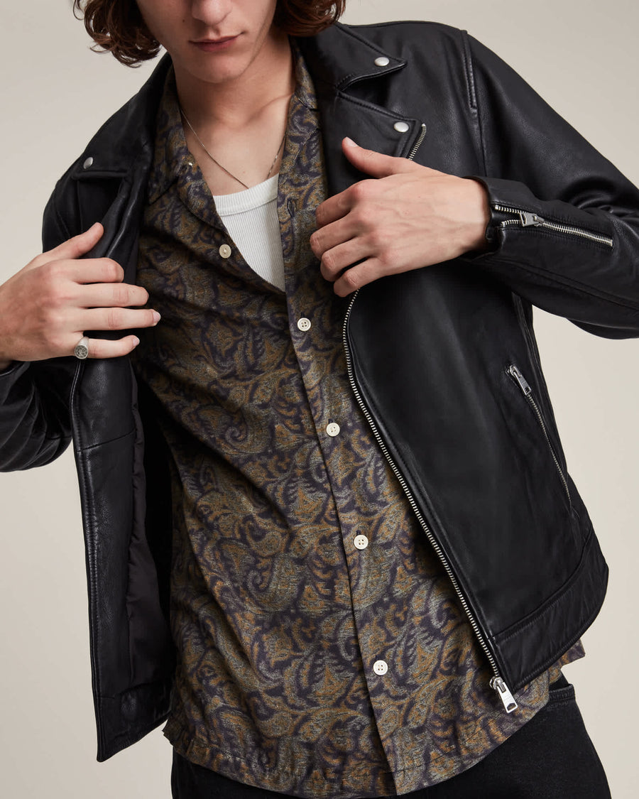 Tyson Leather Biker Jacket Black
