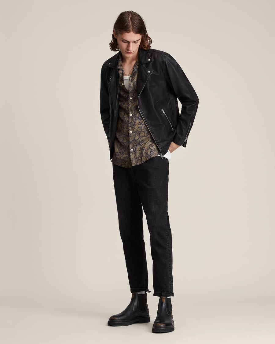 Tyson Leather Biker Jacket Black