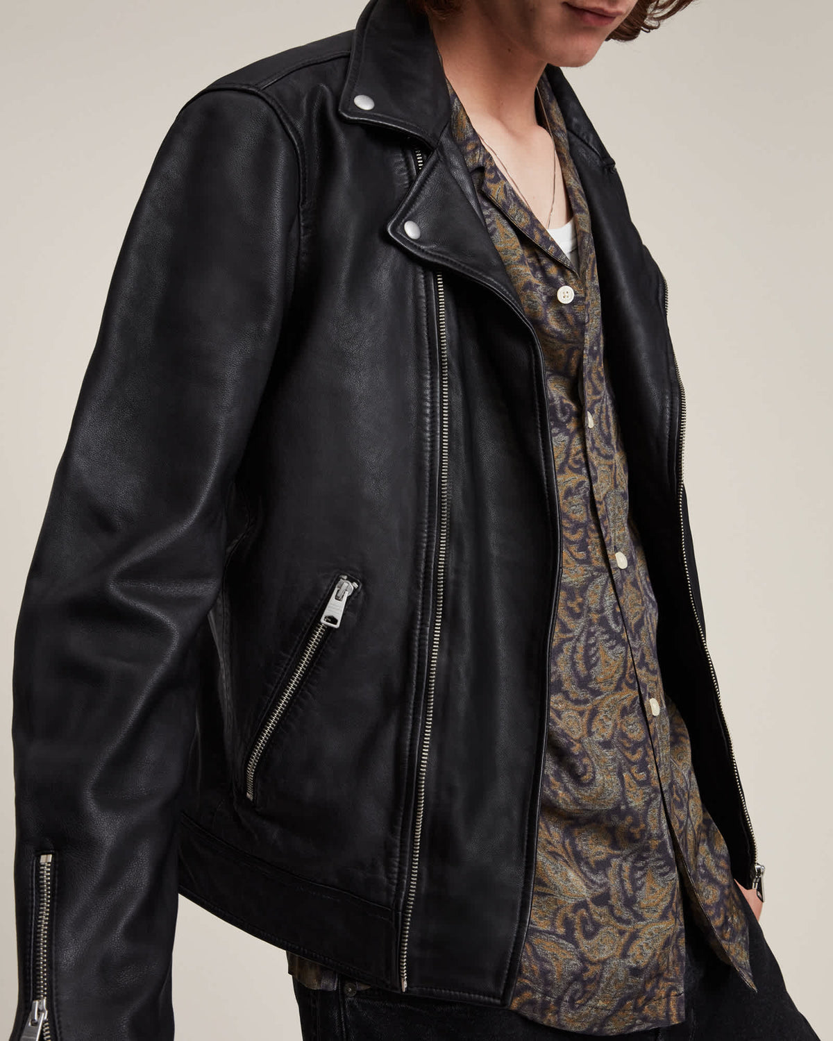 Tyson Leather Biker Jacket Black