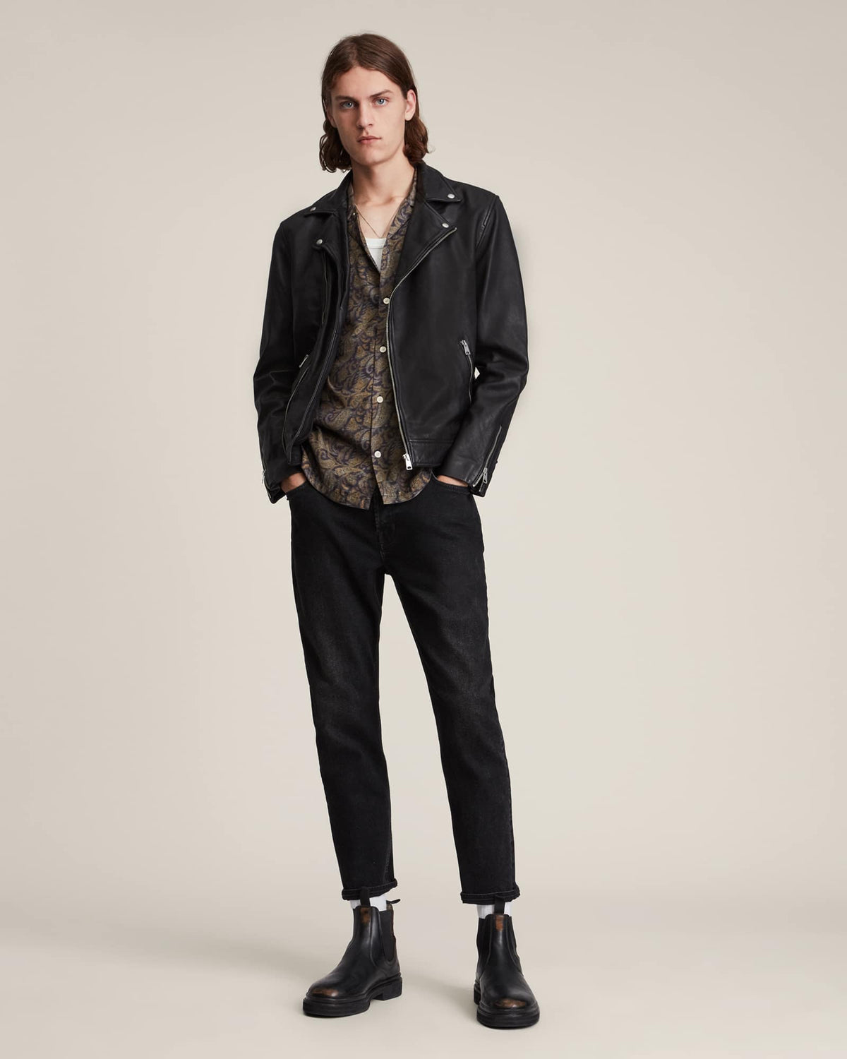 Tyson Leather Biker Jacket Black