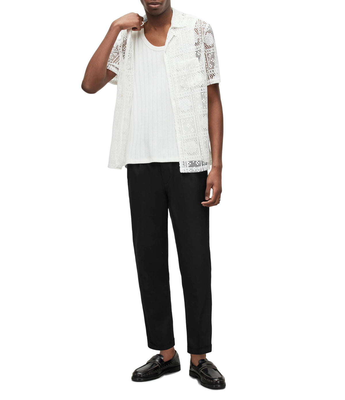 Tallis Cropped Slim Trousers Black