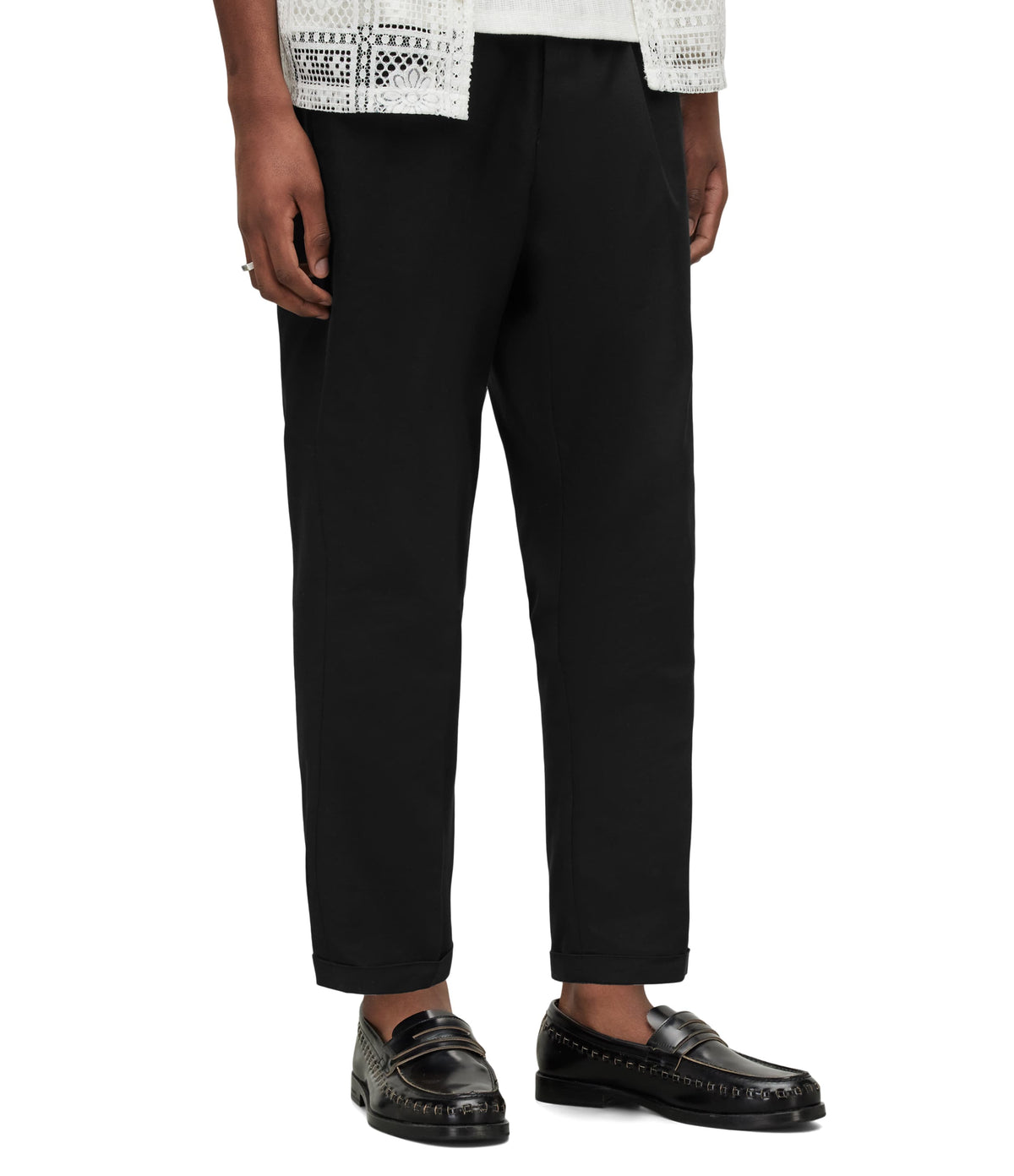 Tallis Cropped Slim Trousers Black