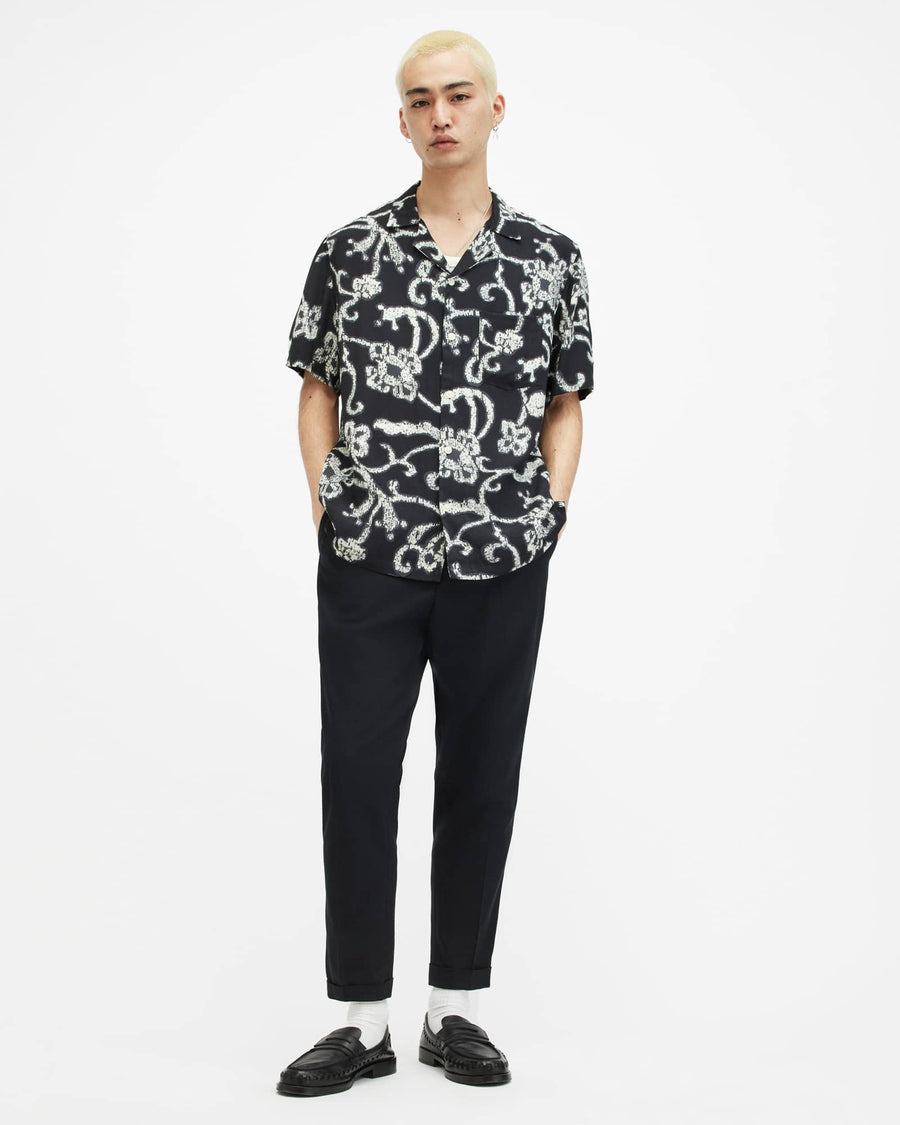 Tallis Slim Fit Cropped Tapered Trousers Black