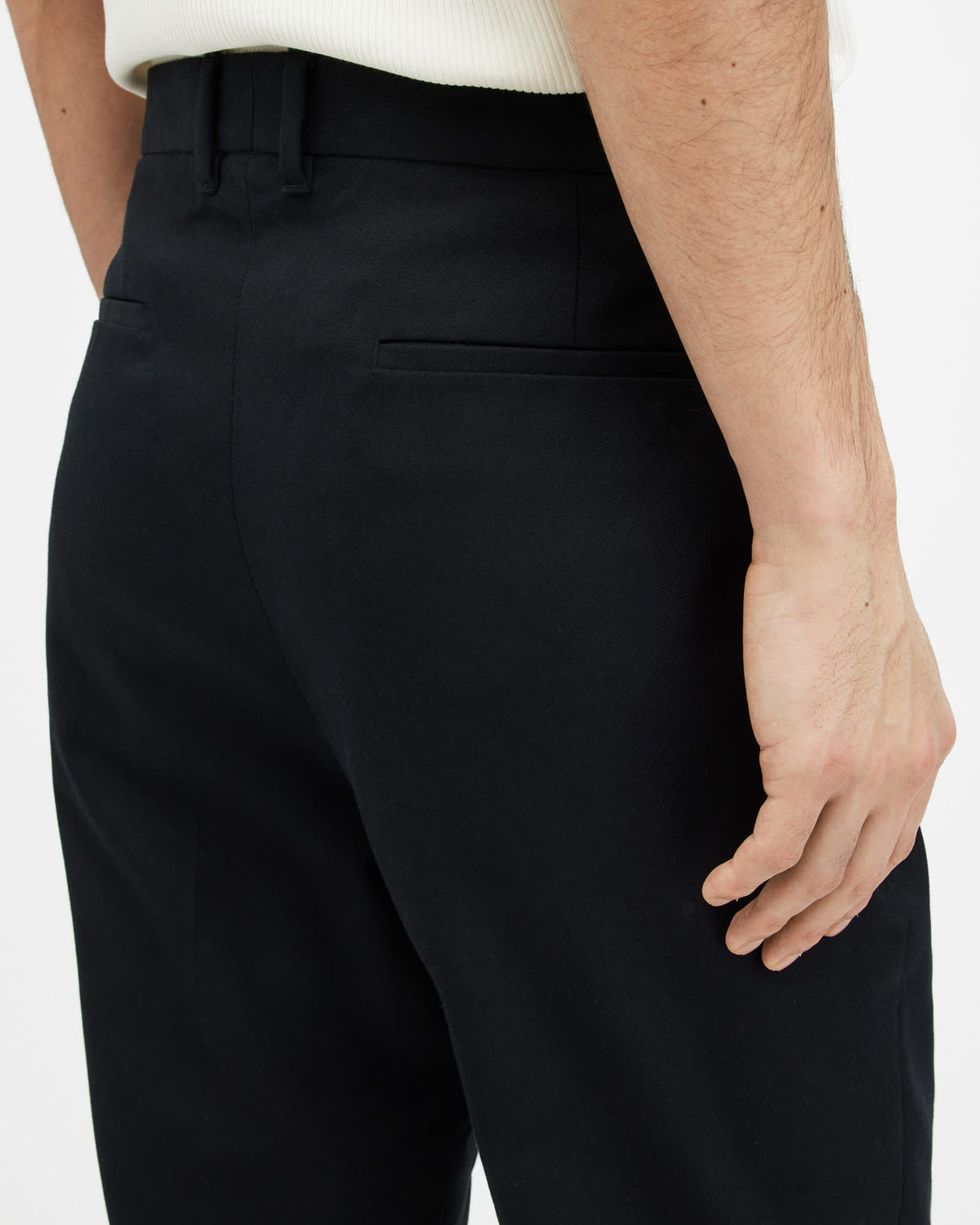 Tallis Slim Fit Cropped Tapered Trousers Black