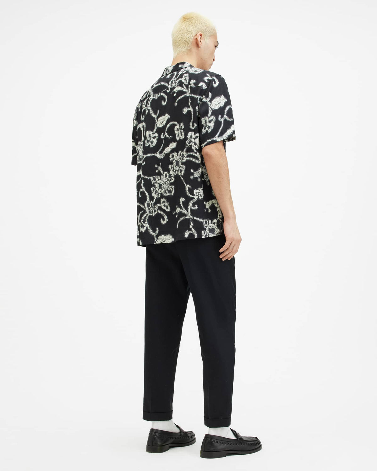 Tallis Slim Fit Cropped Tapered Trousers Black
