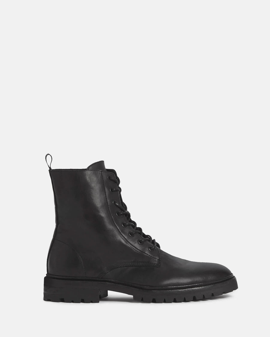 Tobias Lace Up Leather Boots Black